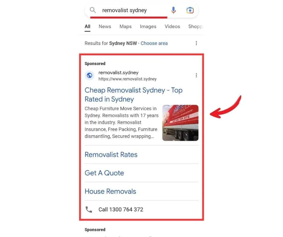 Pay per lead search result example 3