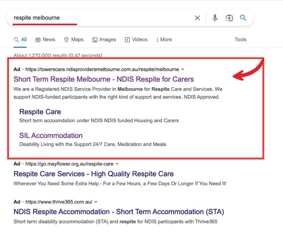 Pay per lead search result example 4