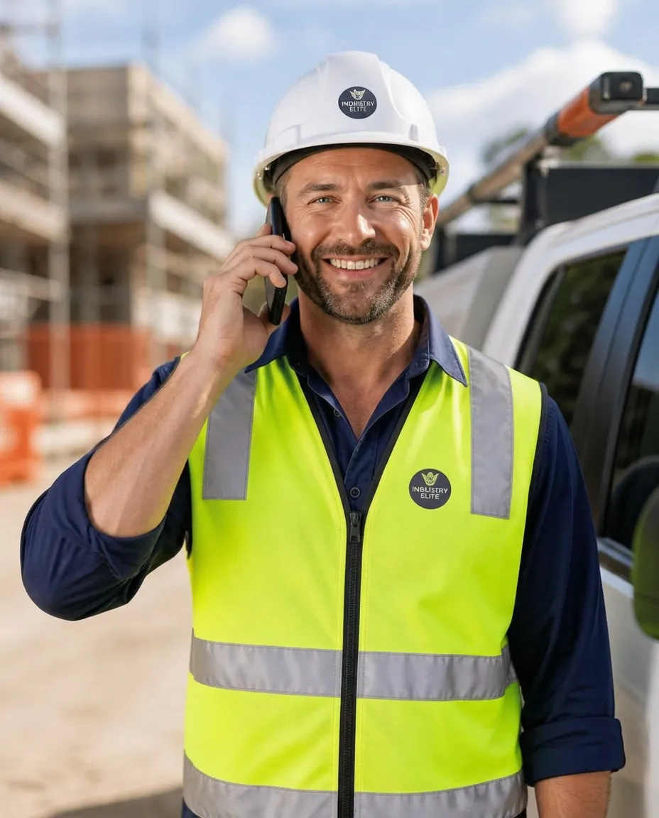 Australian tradie taking a booking call